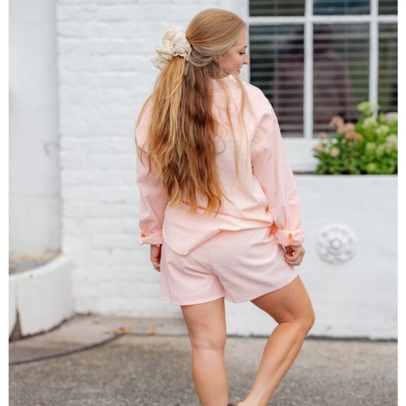 Free People Look A Like Classic Striped Beachy Short Set - Picture 2 of 5